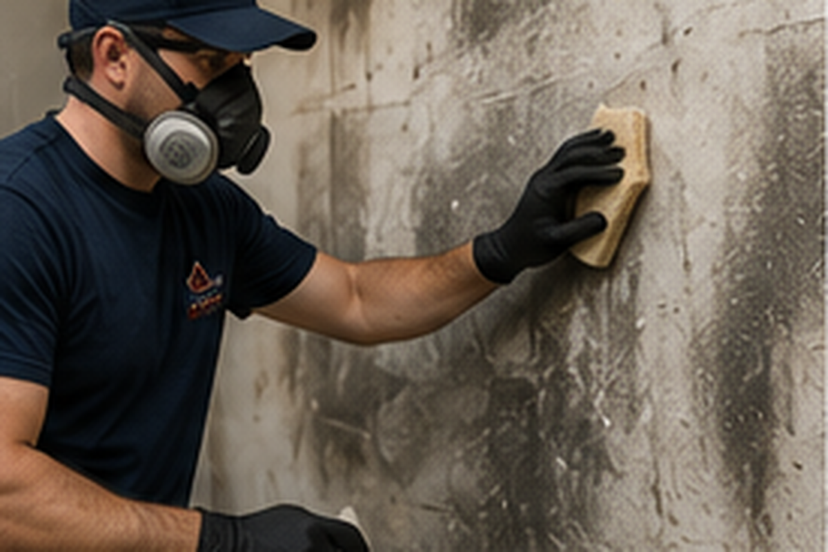 Controlled soot removal from a wall surface in a Faribault home